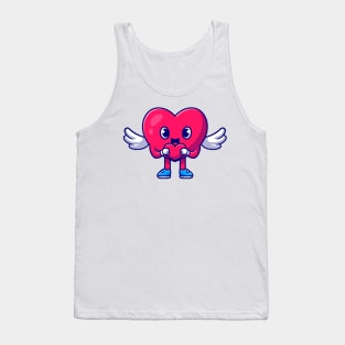 Cute Heart Angel With Love Sign Cartoon Tank Top